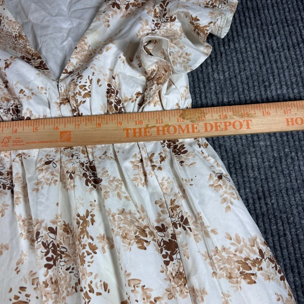 Abercrombie & Fitch Dress Womens S White Brown Floral Ruffle Maxi V-Neck